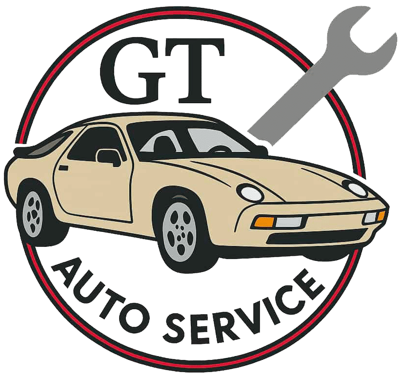 GT Auto Service : Réparation et Entretien Automobile Logo GT Auto Service : voiture de sport beige et clé à molette dans un cercle aux bordures rouge et noir.